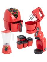 Kit Cozinha Infantil Completa Brinquedo Menino Vermelho 9pç Kit Cozinha Infantil Completa Brinquedo Menino Vermelho 9pç