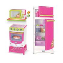 Kit Cozinha Infantil Completa Geladeira Fogão E Microondas Magic Toys
