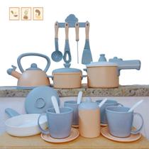 Kit Cozinha Infantil Completa Panelinhas Chá Brinquedo Menina 24pç Panelas Utensílios Cores Unissex - GENÉRICO