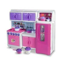kit cozinha infantil criança menina fogão geladeira armarios - WF