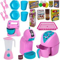 Kit Cozinha Infantil de Brinquedo Eletrodomésticos Comidinhas C/ 25 peças Acessórios