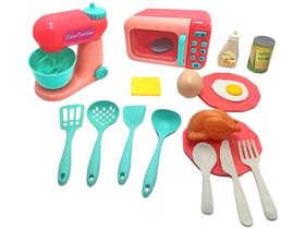 Kit Cozinha Infantil Doce Cozinha Micro-ondas e - Batedeira Cardoso Toys 17 Peças