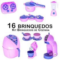 Kit Cozinha Infantil Eletro Panelas Air Fryer Xícara 16pç