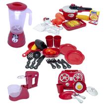 Kit Cozinha Infantil Fogão Cooktop Panela Liquidificador 30p