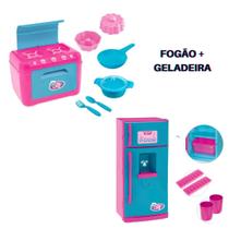 Kit Cozinha Infantil Fogão e Geladeira com acessórios Le Chef Usual Brinquedos Kit Cozinha Infantil Fogão e Geladeira com acessórios Le Chef Usual Brinquedos