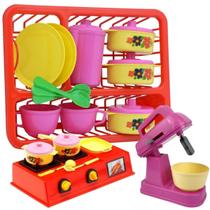 Kit Cozinha Infantil Fogão Escorredor Louças Mini Batedeira