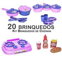 Kit Cozinha Infantil Fogão Jogo De Panela Comida Prato 20Pç