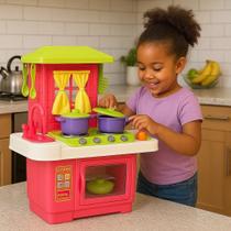 Kit Cozinha Infantil Forno fogão Acessórios Criança Colherzinha Brinquedo Panelinha Boneca Presente