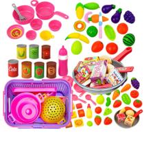 Kit Cozinha Infantil Frigideira Frutas De Cortar Brinquedo Velcr Crec Crec Brinquedos Meninas