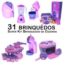 Kit Cozinha Infantil Geladeira BatedeiraCafeteira Fogão 31pç - Zuca Toys