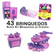 Kit Cozinha Infantil Geladeira Fogão Panela Escorredor 43pç - Zuca Toys