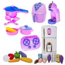 Kit Cozinha Infantil Geladeira Menina Rosa Comidinhas 26pç Kit Cozinha Infantil Geladeira Menina Rosa Comidinhas 26pç