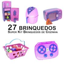 Kit Cozinha Infantil Geladeira Microondas Mercado Fogão 27pç - Zuca Toys