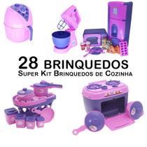 Kit Cozinha Infantil Geladeira Microondas Panelas Fogão 28pç