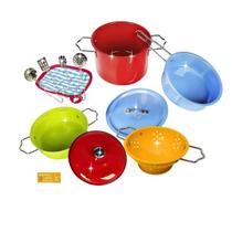 Kit Cozinha Infantil Inox Color 11 Pecas DM Toys Panelinhas Coloridas com Acessorios
