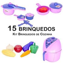 Kit Cozinha Infantil Jogo de Panela Air Fryer Legume 15pç