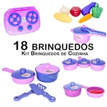 Kit Cozinha Infantil Jogo Panela Fogão CookTop Legumes 18pç Kit Cozinha Infantil Jogo Panela Fogão CookTop Legumes 18pç