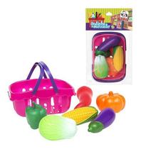 Kit Cozinha Infantil Legumes Com Cestinha De Mercado 7 Peças
