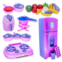 Kit Cozinha Infantil Menina Fruta Mercadinho Air Fryer 26pç