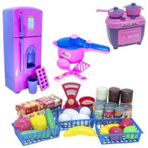 Kit Cozinha Infantil Menina Rosa Mercado Geladeira 42pç Kit Cozinha Infantil Menina Rosa Mercado Geladeira 42pç