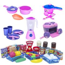 Kit Cozinha Infantil Menina Rosa Mercado Liquidificador 50Pç