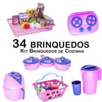 Kit Cozinha Infantil Panela Mercado Fogão Fruta Legume 34pç