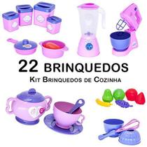 Kit Cozinha Infantil Panela Xícara Forma Liquidificador 22pç
