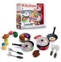 Kit Cozinha Infantil Panelinhas de Brinquedo 22 peças com Frigideira e Utensilios