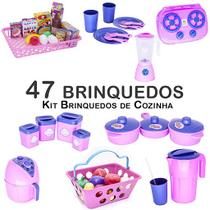 Kit Cozinha Infantil Pote Mercado Prato Copo Jarra Fogão 47p Kit Cozinha Infantil Pote Mercado Prato Copo Jarra Fogão 47p