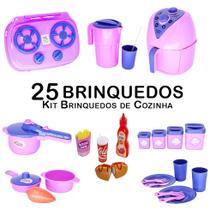 Kit Cozinha Infantil Potinhos Fogão Panelas Comidas Pratos 25pç