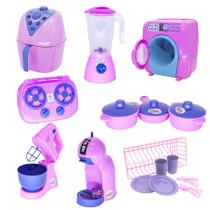 Kit Cozinha Infantil Rosa Air Fryer Panela Fogão Louça 19pç - Altimar