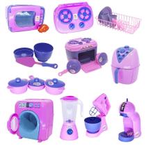 Kit Cozinha Infantil Rosa Cafeteira Panela Fogão Forma 28Pç