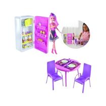 Kit Cozinha Infantil Rosa com Boneca Cadeira Mesa Geladeira Kit Cozinha Infantil Rosa com Boneca Cadeira Mesa Geladeira
