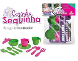 Kit cozinha infantil sequinha com escorredor e acessorios
