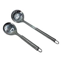 Kit Cozinha Inox com Espátula de Arroz e Concha Furada Resistente e Prático Kit Cozinha Inox com Espátula de Arroz e Concha Furada Resistente e Prático