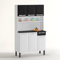 Kit cozinha itatiaia 6p 2g 1,05m rose compacta branco com preto