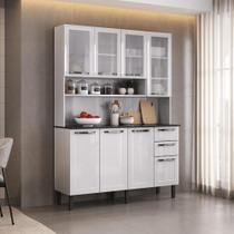 Kit Cozinha Itatiaia Florença Cristal Aço 140cm 8 Portas 4 Vidros Branco Kit Cozinha Itatiaia Florença Cristal Aço 140cm 8 Portas 4 Vidros Branco