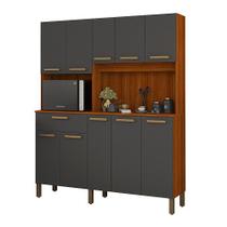 Kit Cozinha Jade 10 Portas Cinamomo/Grafite - Vitamov