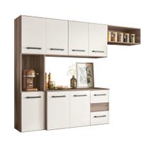 Kit Cozinha Juliete Suspensa 7 Portas 2 Gavetas Carvalho Nature/Off White Cristal Nicioli