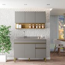 Kit Cozinha Line 02 Peças Balcão Sem Tampo 120 cm Cinza Gris