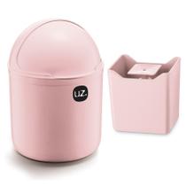 Kit Cozinha Lixeira 4L Tampa Capacete + Dispenser Pia Porta Detergente Premium - Uz