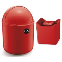Kit Cozinha Lixeira 4L Tampa Capacete + Dispenser Pia Porta Detergente Premium - Uz