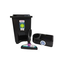 Kit Cozinha Lixeira, Rodo Pia e Suporte Para Detergente Preto