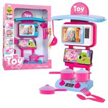 Kit Cozinha Mega Fogãozinho com Panelinhas e Micro-ondas