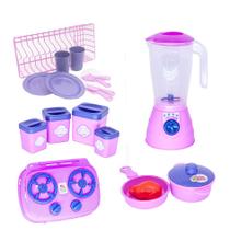 Kit Cozinha Menina Brinquedo Fogão Panela Liquidificador 18p