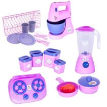 Kit Cozinha Menina Brinquedo Fogão Panela Liquidificador 19P