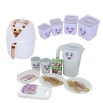 Kit Cozinha Menina Jantar Potes de Mantimentos Air Fryer 17p Kit Cozinha Menina Jantar Potes de Mantimentos Air Fryer 17p