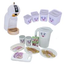 Kit Cozinha Menina Jantar Potes de Mantimentos Cafeteira 17p