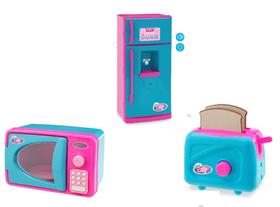 Kit Cozinha Microonda Geladeira Torradeira Infantil Le Chef