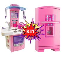 Kit Cozinha Mini Geladeira Big Completa Infantil Fogão Rosa